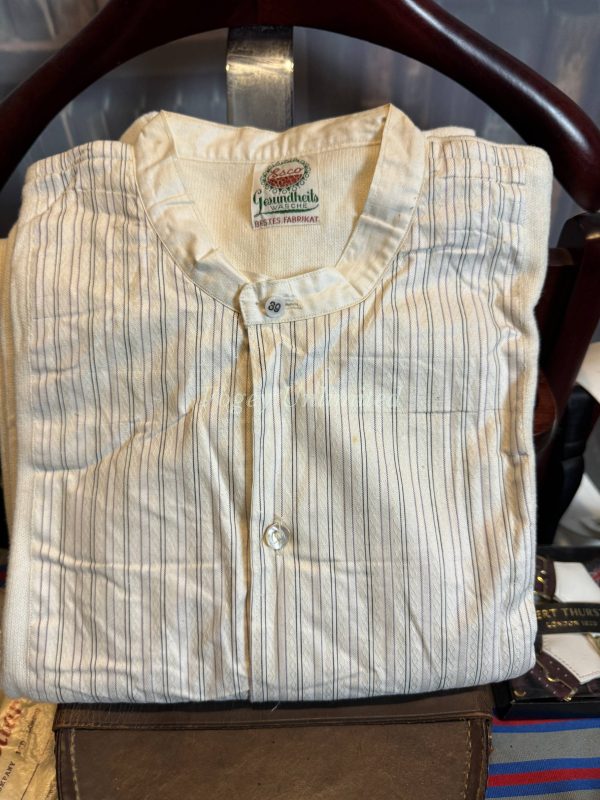 Maco Vintage German Heavyweight Long Sleeve Shirt/Undershirt. Contrast Bib Front 15"/39cm  Neck (Ref Esco39) - Image 2