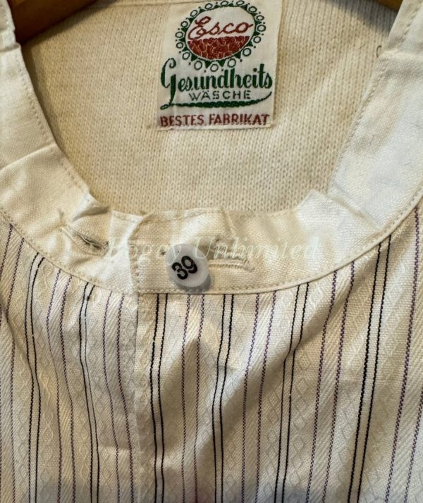 Maco Vintage German Heavyweight Long Sleeve Shirt/Undershirt. Contrast Bib Front 15"/39cm  Neck (Ref Esco39) - Image 12
