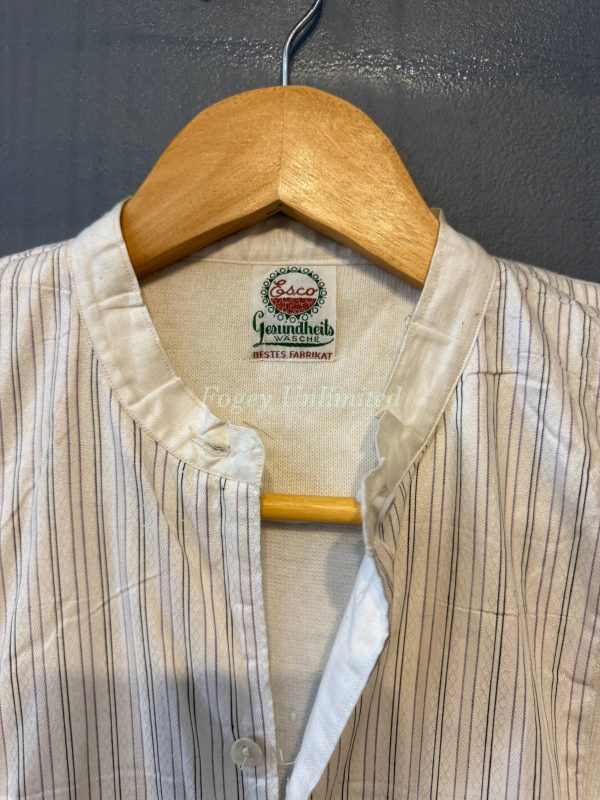Maco Vintage German Heavyweight Long Sleeve Shirt/Undershirt. Contrast Bib Front 15"/39cm  Neck (Ref Esco39) - Image 11