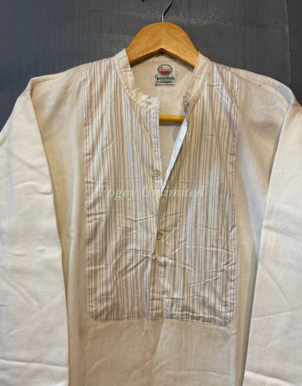 Maco Vintage German Heavyweight Long Sleeve Shirt/Undershirt. Contrast Bib Front 15"/39cm  Neck (Ref Esco39) - Image 6