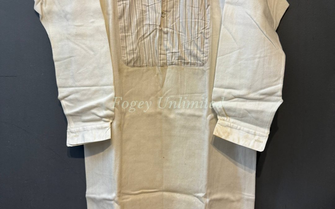Maco Vintage German Heavyweight Long Sleeve Shirt/Undershirt. Contrast Bib Front 15″/39cm  Neck (Ref Esco39)