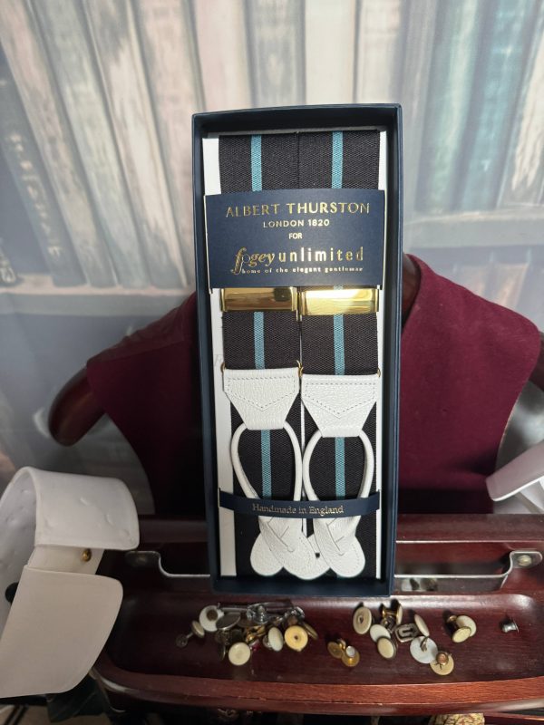 Albert Thurston Eton Stripe Braces/Suspenders as seen in WALL St. Gordon Gekko