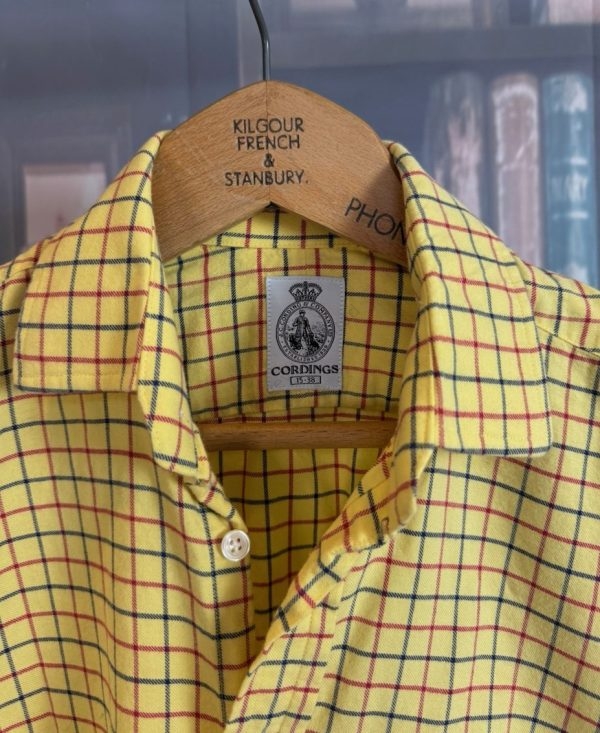 Cordings of Piccadilly Yellow Tattersall Check Shirt. Neck 15"/38cm. (Ref: CDGYL15) - Image 2
