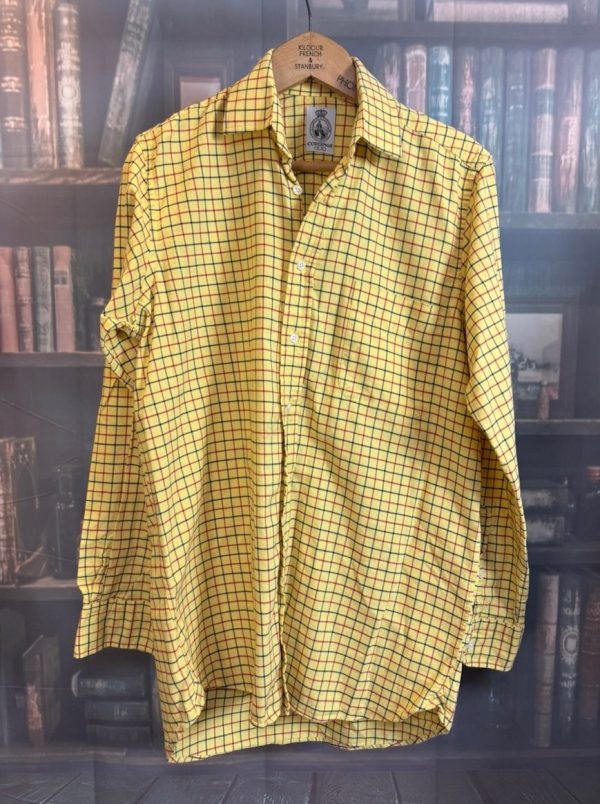 Cordings of Piccadilly Yellow Tattersall Check Shirt. Neck 15"/38cm. (Ref: CDGYL15)