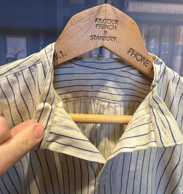 Vintage German Heavyweight Long Sleeve Shirt/Undershirt. Closed Front 15"/39cm  Neck (Ref GBS39) - Image 9