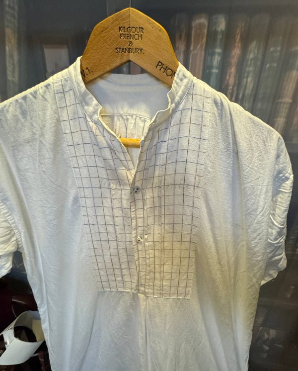 Vintage German Short Sleeve Shirt/Undershirt. Contrast Bib Front 15"/39cm  Neck (Ref CBG39)