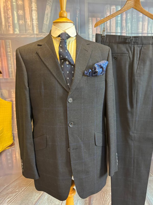 Summer weight Hackett Single Breasted Windowpane 2 Piece Suit 38C/32W/32L (Ref: HK38)) - Image 3
