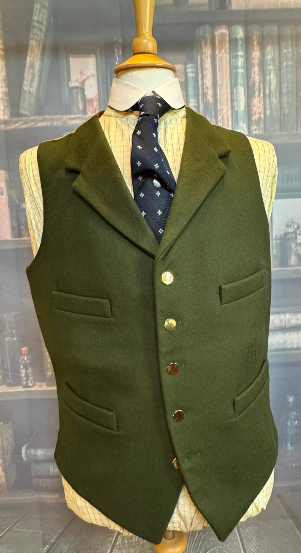 CORDINGS of Piccadilly Dark Green Wool Doeskin Waistcoat/Vest 40"/102cm Gilt buttons, Lapels