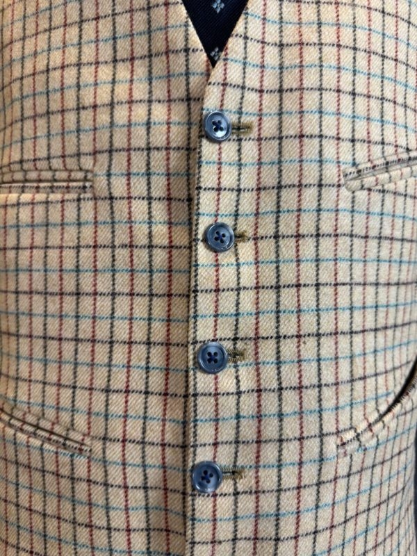 Vintage Dunn & Co Tattersall Wool Doeskin Waistcoat/Vest 44"/112cm Chest (Ref: Dunn44) - Image 5