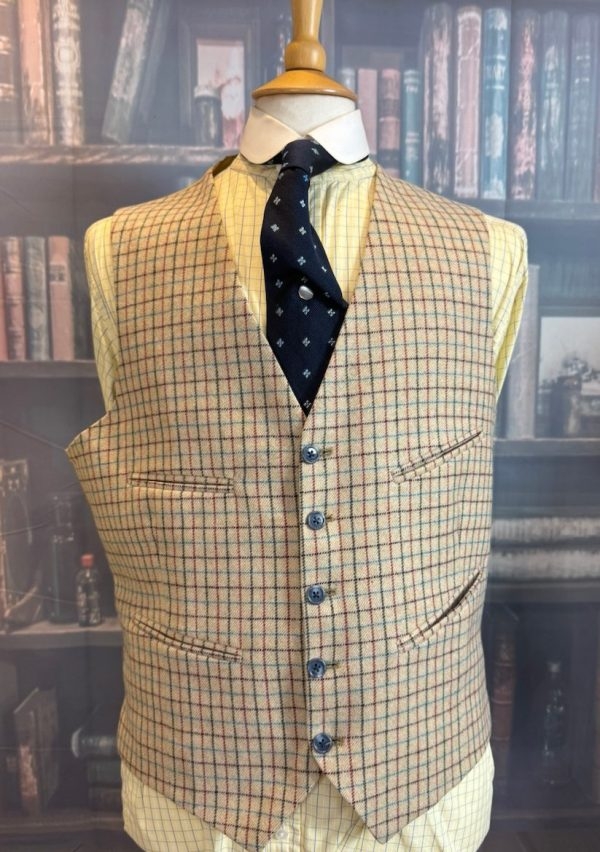 Vintage Dunn & Co Tattersall Wool Doeskin Waistcoat/Vest 44"/112cm Chest (Ref: Dunn44)