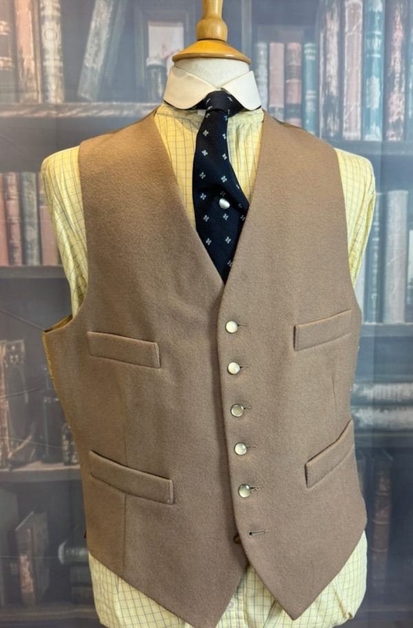GURTEEN ESQUIRE Wool Doeskin Waistcoat/Vest. Fawn 40"/102cm Chest. GTNF40) - Image 5
