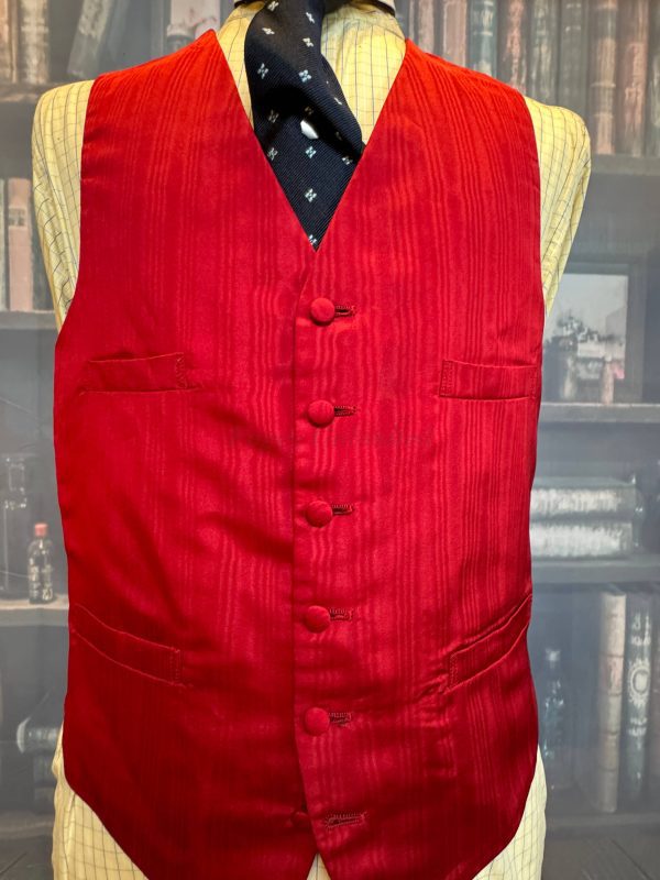 Vintage Simpson Piccadilly Red Satin Waistcoat/Vest 38"/197cm Chest (Ref:SMP38) - Image 3