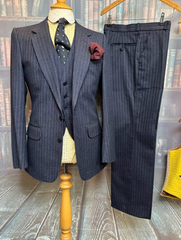 Lovely Burtons Vintage Pinstripe 3 piece Suit Chest 38"/95cm. Waist 31"/79cm waist (Ref:PS3P)