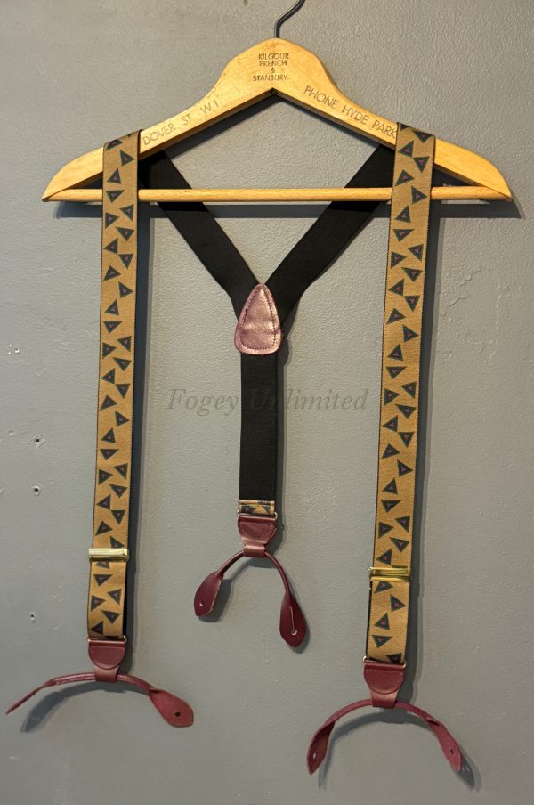 Vintage Old store Stock Button on Braces/Suspenders. Various Styles and Colours. (Ref:DR2W) - Image 6