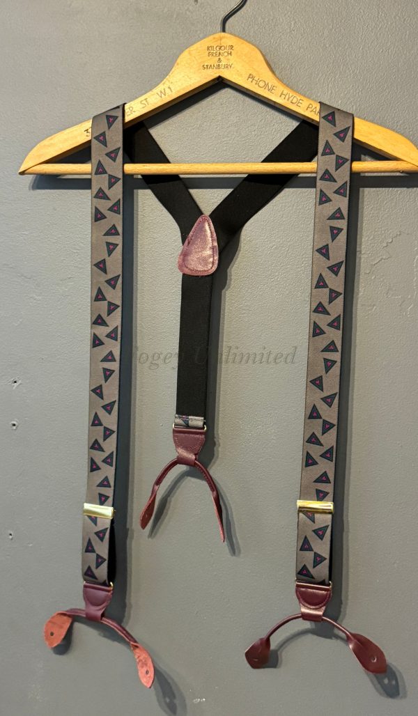 Vintage Old store Stock Button on Braces/Suspenders. Various Styles and Colours. (Ref:DR2W) - Image 5