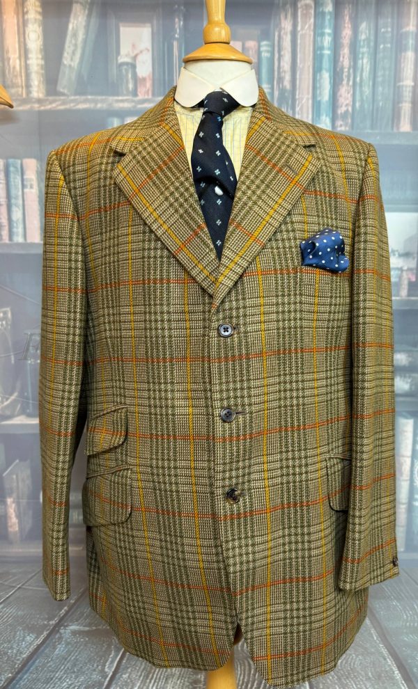 Vintage Bold Pattern Tweed Hacking Jacket by Bladen 42R /107cm Chest (TJA42)