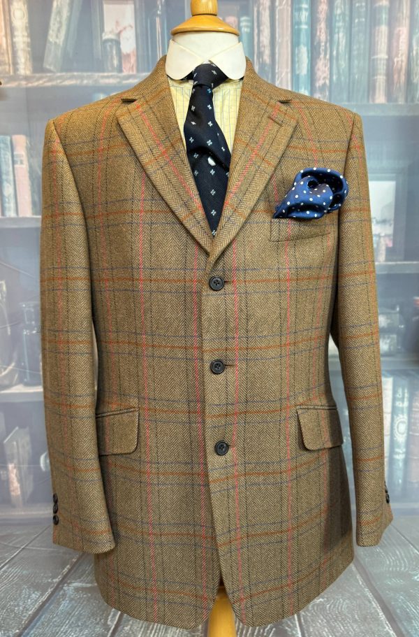 Wonderful Windowpane Tweed Hacking Jacket by Bladen 40R /102cm Chest (SVC40)