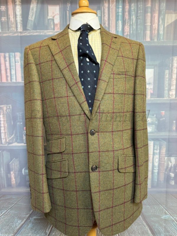 Wonderful Windowpane Tweed Hacking Jacket by Gurteen 38R /97cm Chest (GRT38P)