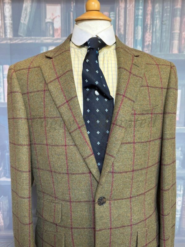 Wonderful Windowpane Tweed Hacking Jacket by Gurteen 38R /97cm Chest (GRT38P) - Image 3