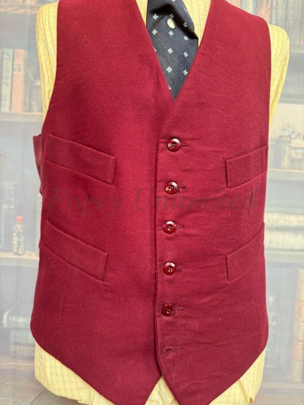 Vintage Burgundy Wool Doeskin Waistcoat/Vest Chest 44"/112cm  (CAR44) - Image 3
