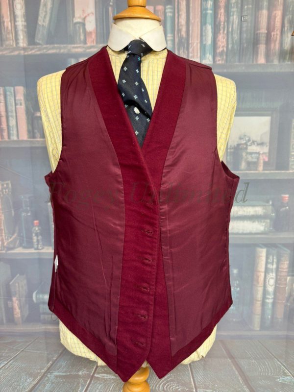 Vintage Burgundy Wool Doeskin Waistcoat/Vest Chest 44"/112cm  (CAR44) - Image 7