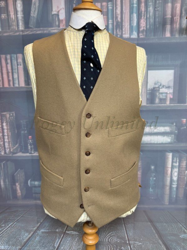 GURTEEN ESQUIRE Wool Doeskin Waistcoat/Vest. Fawn 46"/117cm Chest. (GTN46F)