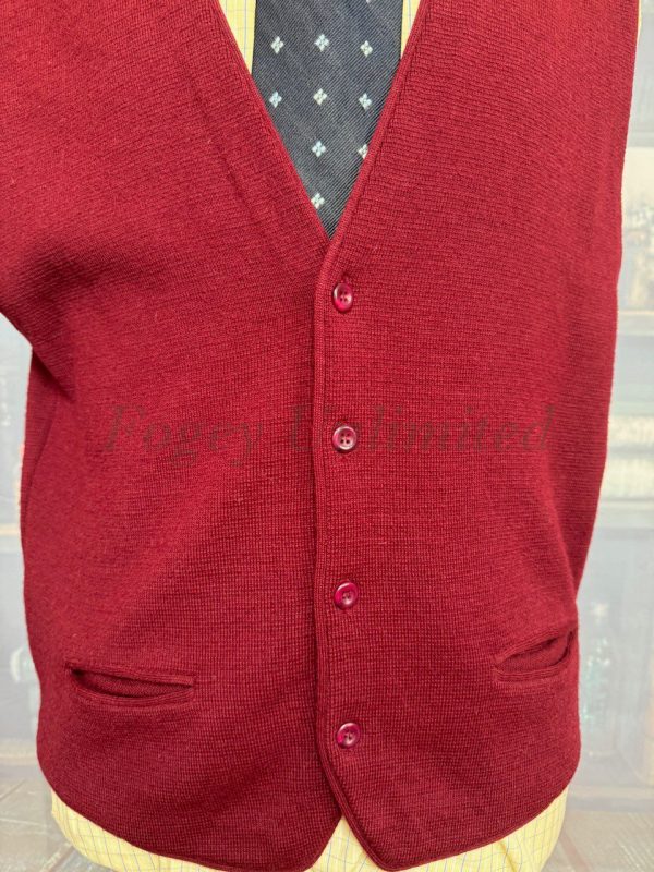 Vintage St Michael Burgundy Wool Button Front Waistcoat/Vest Chest 44"/112cm (SM44) - Image 3