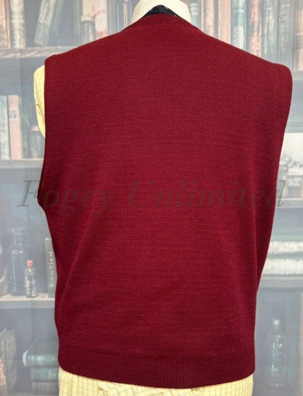 Vintage St Michael Burgundy Wool Button Front Waistcoat/Vest Chest 44"/112cm (SM44) - Image 4