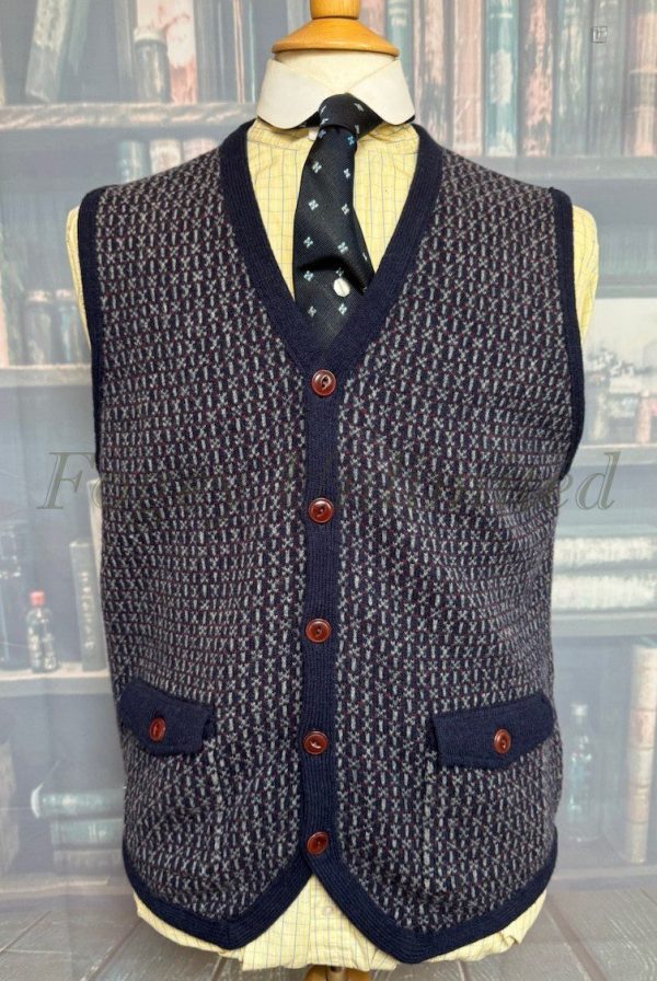 Vintage  Lands End Lambswool Button Front Waistcoat/Vest Chest 40"/102cm (LE40)