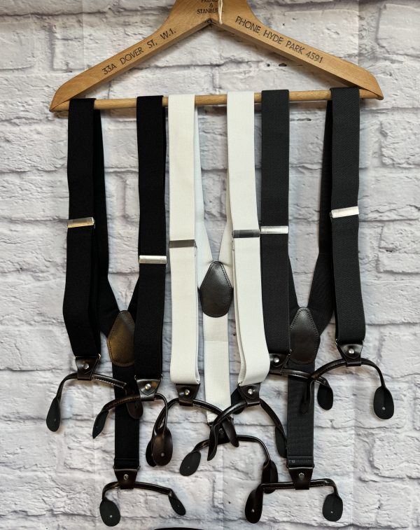 Traditional style Button on Braces/Suspenders with Button ends/Runners. Elastic 35mm