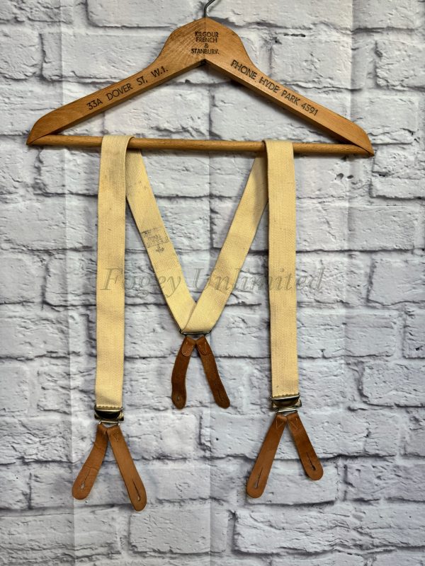 Vintage 1949 British Army Braces/Suspenders White Cloth