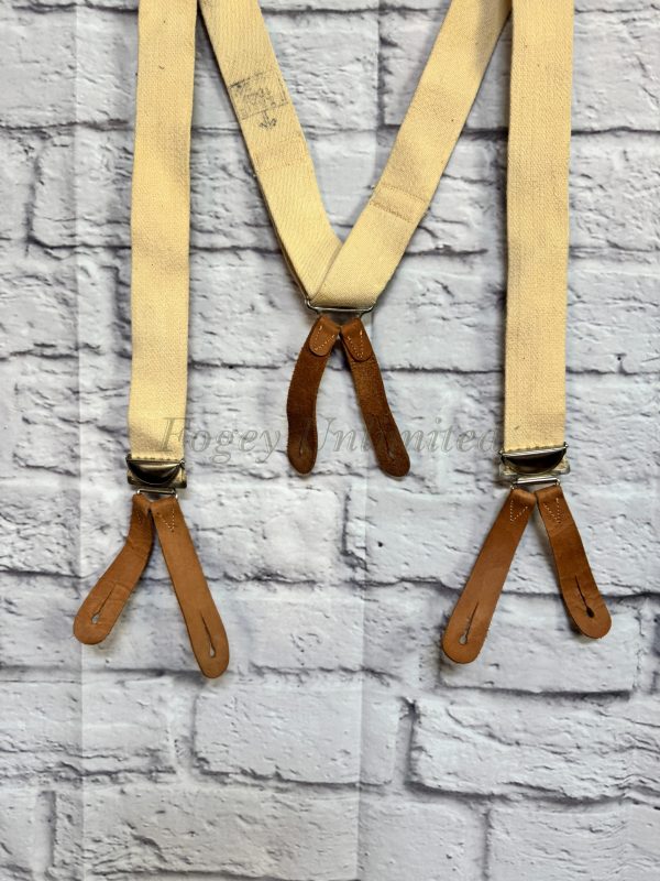 Vintage 1949 British Army Braces/Suspenders White Cloth - Image 3
