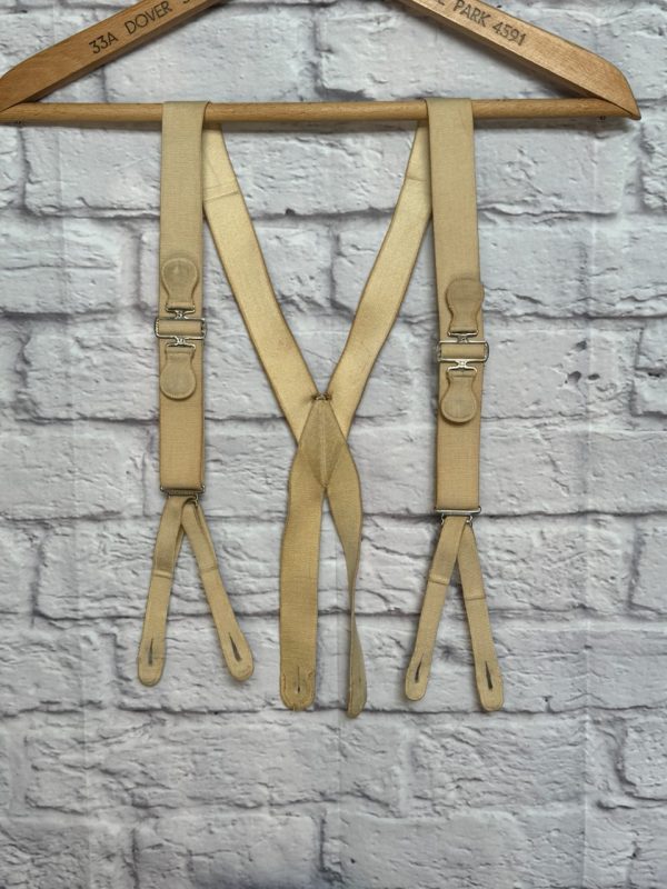 O. B Braces Rare Vintage Elastic and material Trouser Braces (Suspenders) French style and very unusual