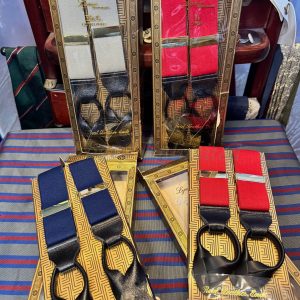 Traditional style Button on Braces/Suspenders with leather ends/Runners. Plains and Single Colours (LKB)