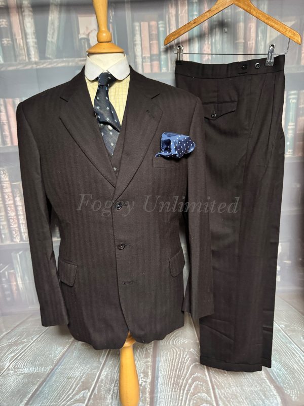 Vintage Steve Starr 1993 Bespoke Black 3 Piece Suit 40C/32W/31L (Ref: PKMSTR)