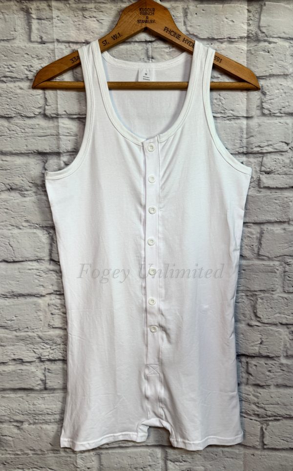 Vintage Style Athletic "Summer" Union Suit. Lightweight Cotton in White or Grey