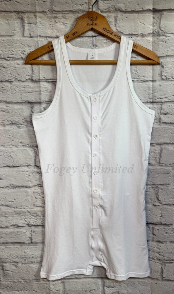 Vintage Style Athletic "Summer" Union Suit. Lightweight Cotton in White or Grey - Image 12