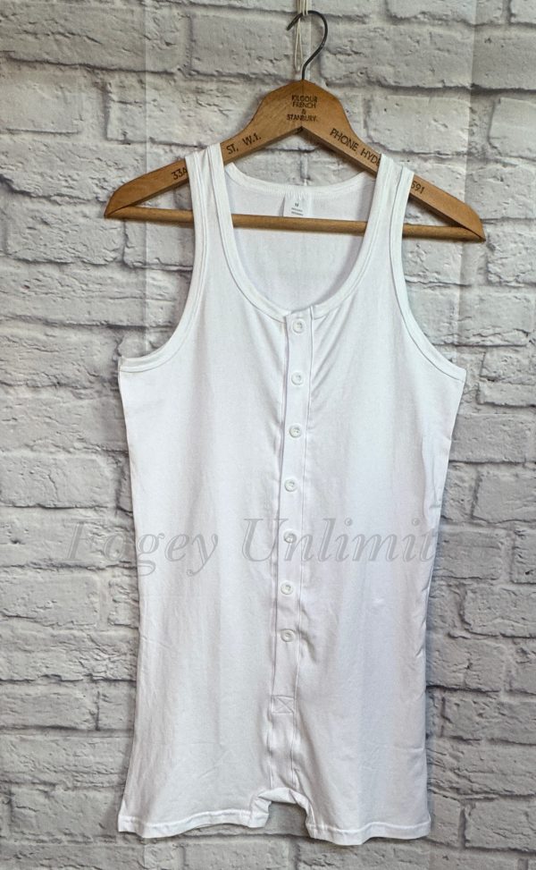 Vintage Style Athletic "Summer" Union Suit. Lightweight Cotton in White or Grey - Image 9