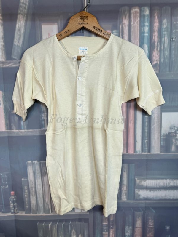 Vintage Button Front Undershirt SHORT Sleeve Combed Cotton by Consort. Size Large 38-40" Chest (Ref:CSTM) - Image 7