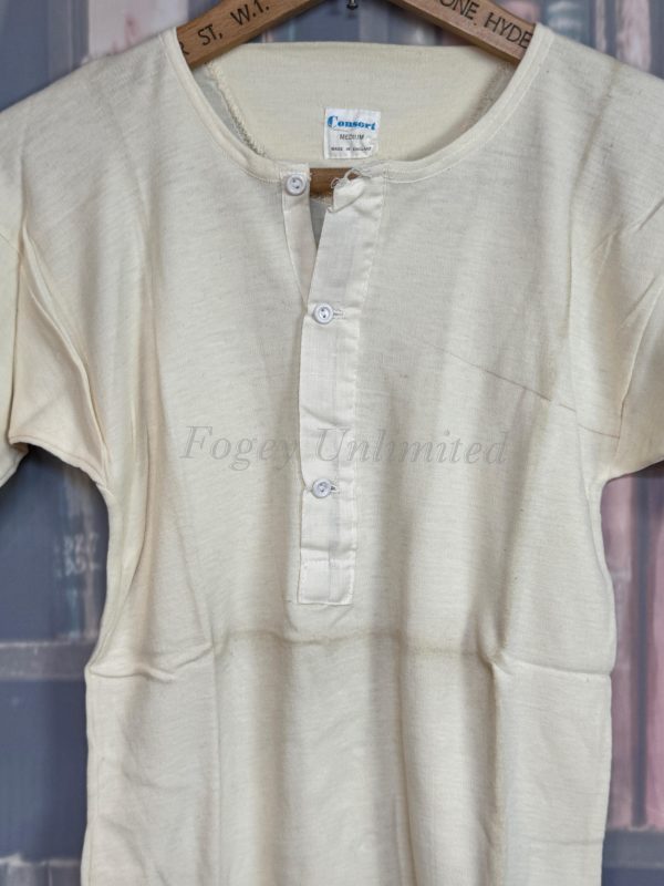 Vintage Button Front Undershirt SHORT Sleeve Combed Cotton by Consort. Size Large 38-40" Chest (Ref:CSTM) - Image 6