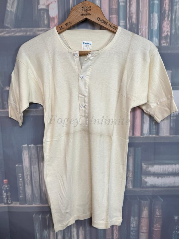 Vintage Button Front Undershirt SHORT Sleeve Combed Cotton by Consort. Size Large 38-40" Chest (Ref:CSTM)
