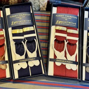 Albert Thurston Traditional Boxcloth Braces (Suspenders) with White,Black or Brown Leather Runners