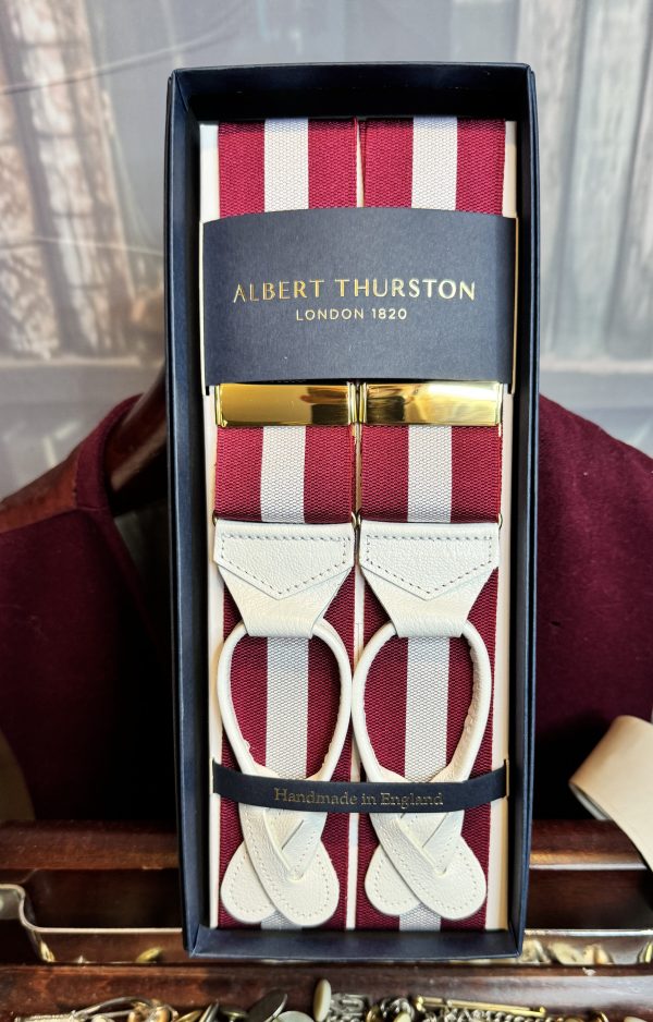 Albert Thurston Braces/Suspenders Woven Barathea Stripes and Patterns. White Runners - Image 5