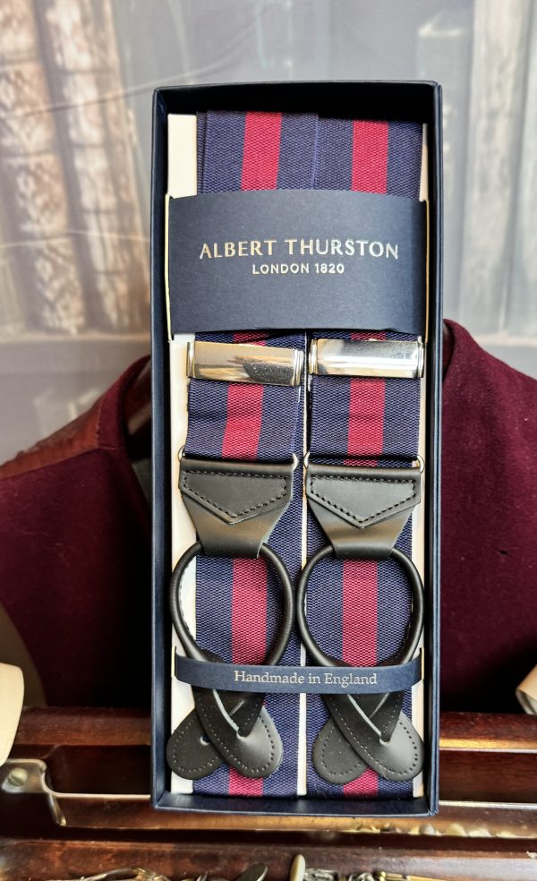Albert Thurston Braces/Suspenders Woven Barathea Stripes and Patterns. Black Runners (BSBR) - Image 3