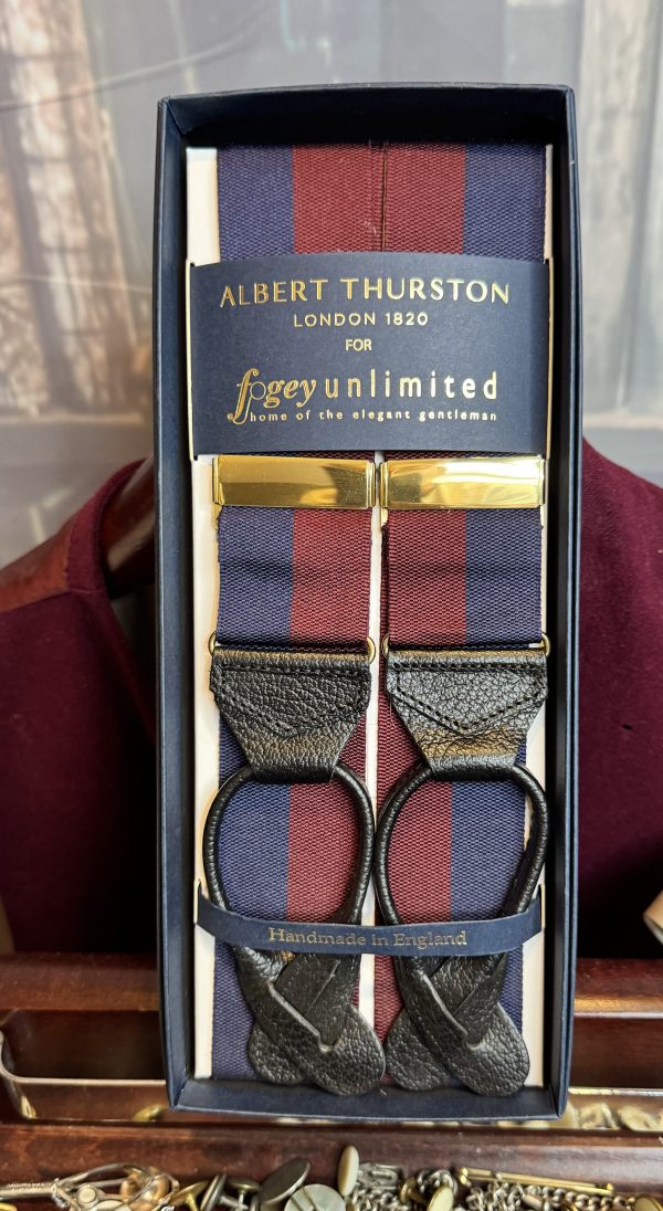 Albert Thurston Braces/Suspenders Woven Barathea Stripes and Patterns. Black Runners (BSBR) - Image 4