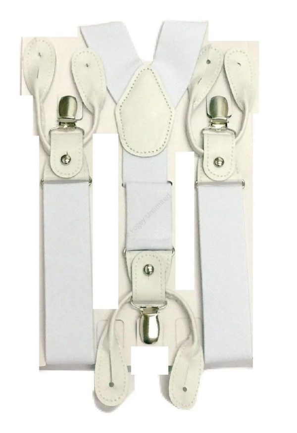 Traditional style Button or Clip on Combination Braces Suspenders. Elastic - Image 3
