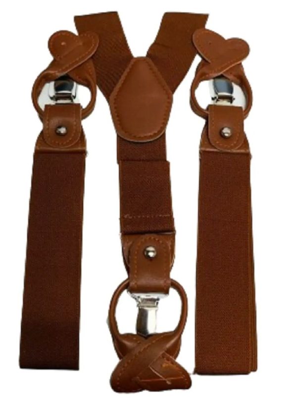 Traditional style Button or Clip on Combination Braces Suspenders. Elastic - Image 9