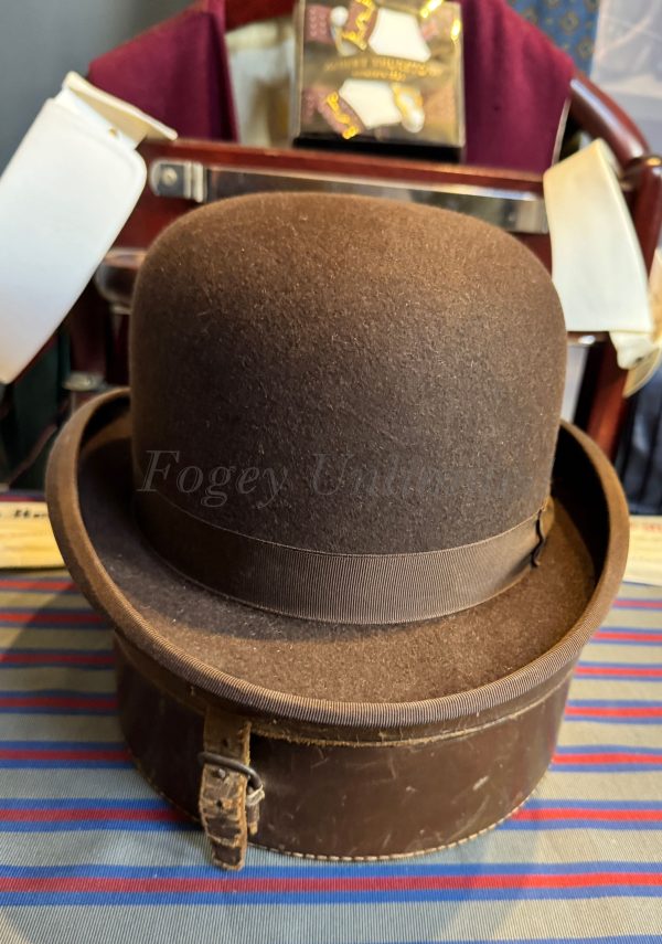 Vintage BROWN Dunn & Co Bowler Hat Size 7" Immaculate (DB7) - Image 7