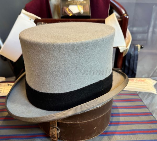 Vintage Grey Top Hat by Moss Bros Size 7 1/4" (MS714)