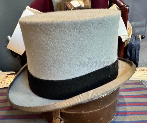 Vintage Grey Top Hat by Moss Bros Size 7 1/4" (MS714) - Image 3